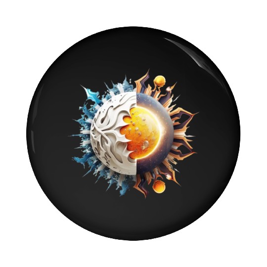 White background sun planet logo fantasy Pin Buttons