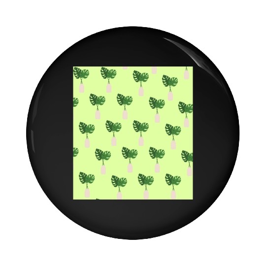 Green Tropical Palm Leaves In A Grey Vessel Pin Buttons