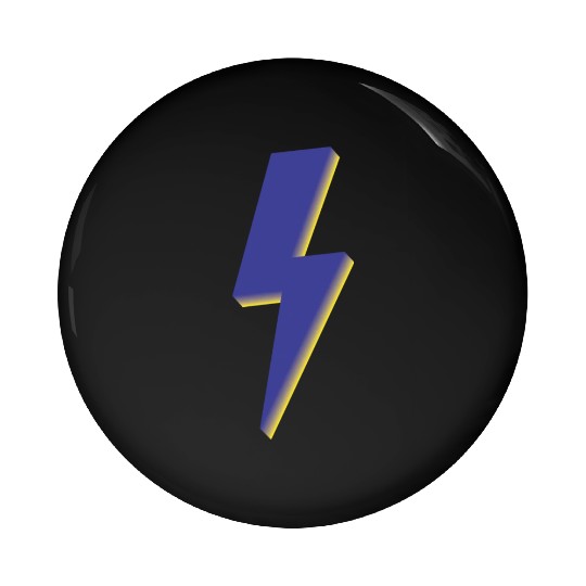 Lightning Bolt Blue 3D Pin Buttons