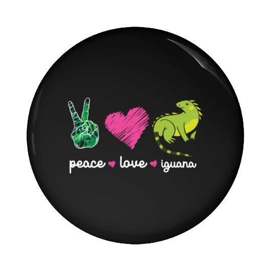 Peace Love Iguana Heart Pin Buttons