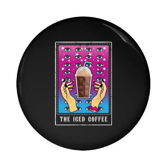 Funny Iced Coffee Tarot Card Iced Coffee Lover Pin Buttons