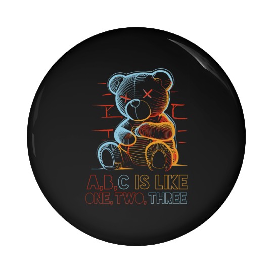 Neon Teddy Bear Pin Buttons