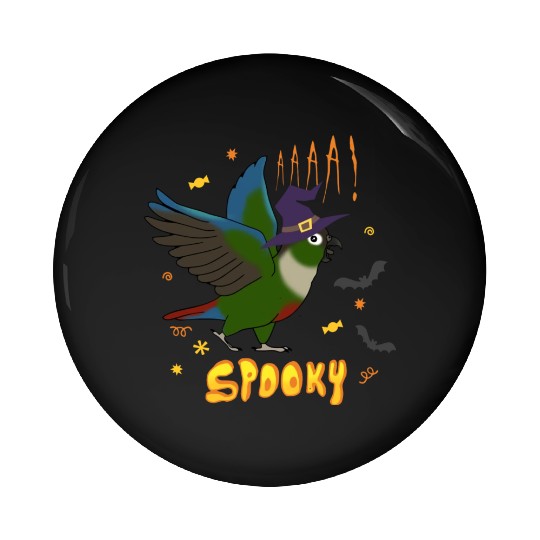 Spooky Green Cheeked Conure Pin Buttons