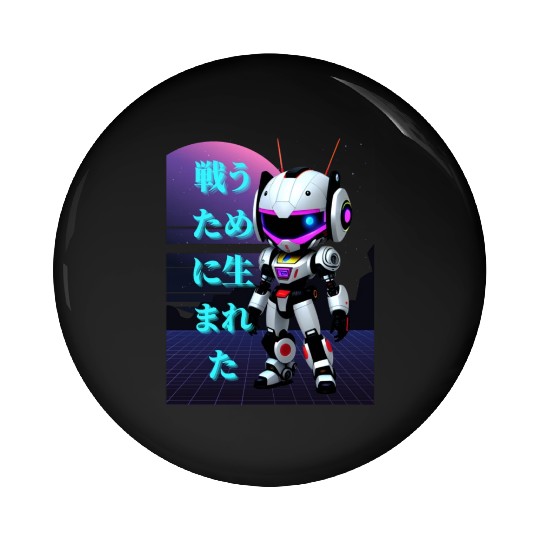 Chibi Mecha: A Cute Cyberpunk Design 3 Pin Buttons