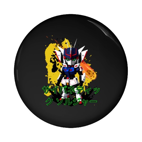 Chibi Mecha: A Cute Cyberpunk Design 9 Pin Buttons