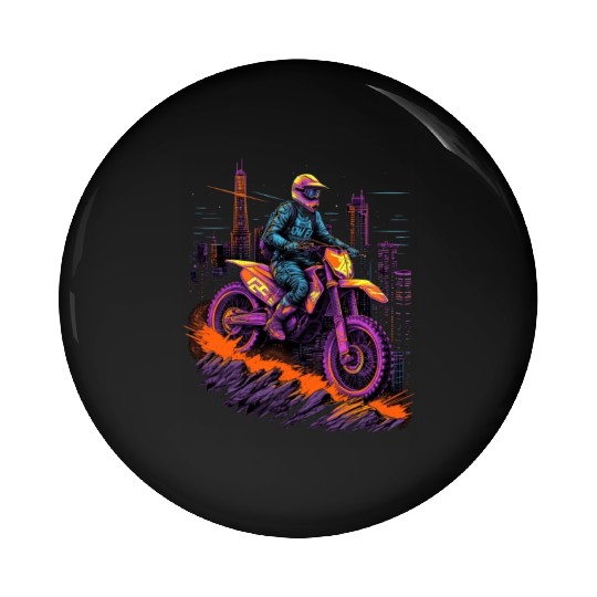 Dirt Bike Biking City Skyline Motocross Pin Buttons