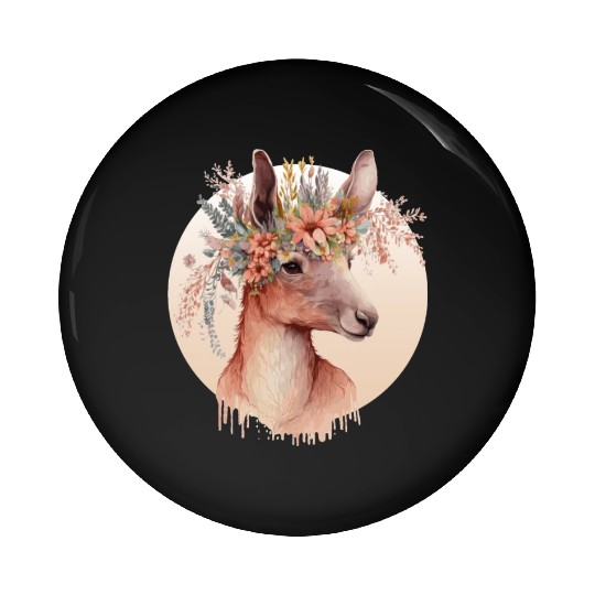 Cute Australian Kangaroo Flower Crown Animal Lover Pin Buttons
