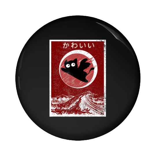 Kawaii Cat Japanese Black Anime Cat Pin Buttons