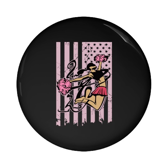 Usa Flag Cheerleader Cheergirl Cheerleading Pin Buttons