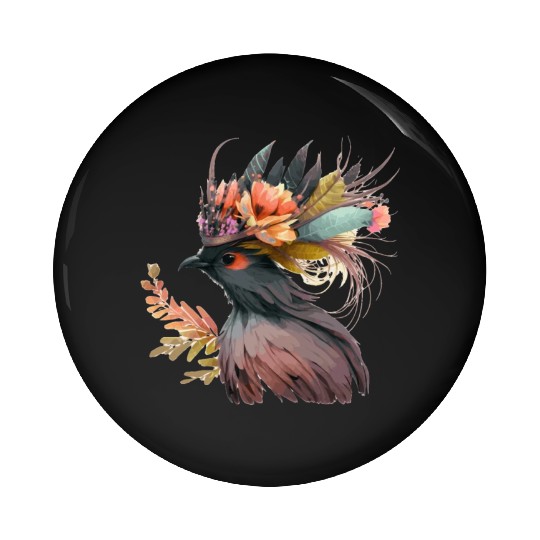 Cute Bird Of Paradise Bird Flower Crown Pet Birds Pin Buttons