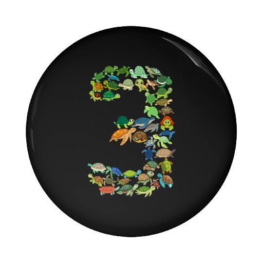3rd Birthday Sea Turtle Tortoise Theme 3 Year Old Pin Buttons