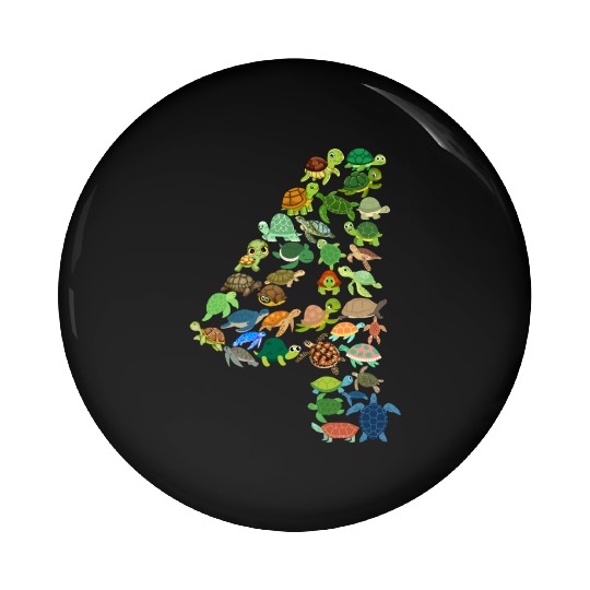4th Birthday Sea Turtle Tortoise Theme 4 Year Old Pin Buttons