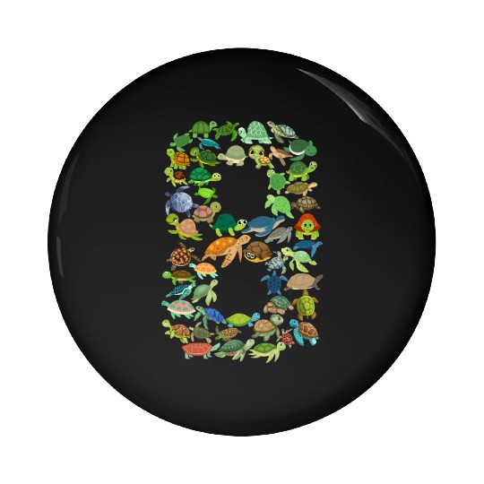 8th Birthday Sea Turtle Tortoise Theme 8 Year Old Pin Buttons