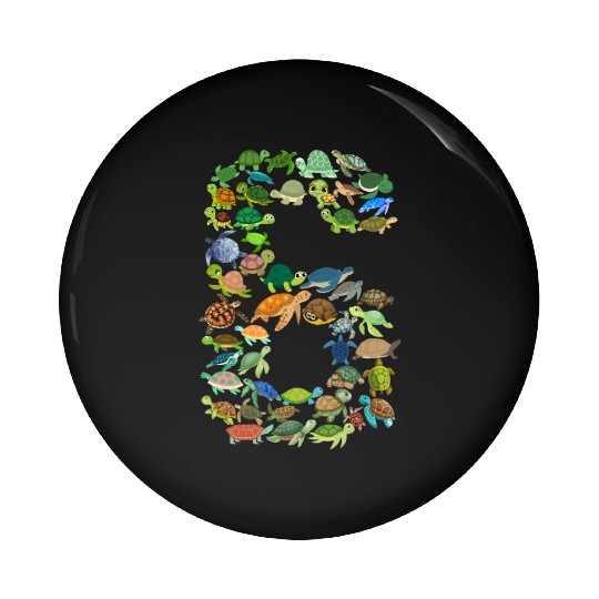 6th Birthday Sea Turtle Tortoise Theme 6 Year Old Pin Buttons