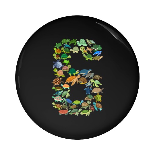 6th Birthday Sea Turtle Tortoise Theme 6 Year Old Pin Buttons