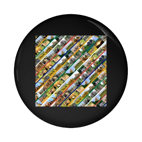 Wildlife Stripe Multi Color Collage Pin Buttons