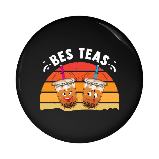 Bes Teas Funny Matching Friends Bubble Tea Lover Pin Buttons