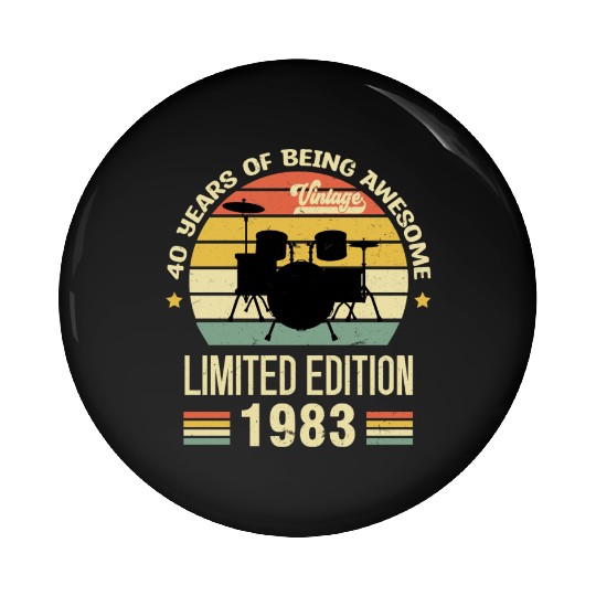 Vintage 1983 Drums 40th Birthday Drummer Pin Buttons