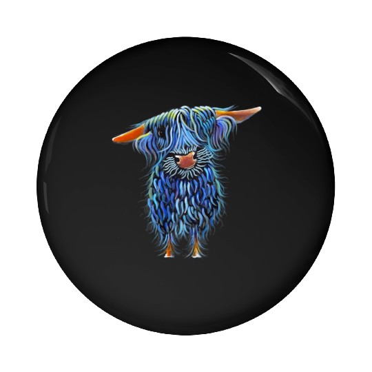 Scottish Highland Cow Hairy Cow Cattle Farmer Cow Pin Buttons