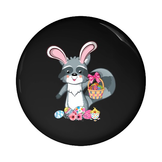 Raccoon Bunny Ears Easter Eggs For Pin Buttons