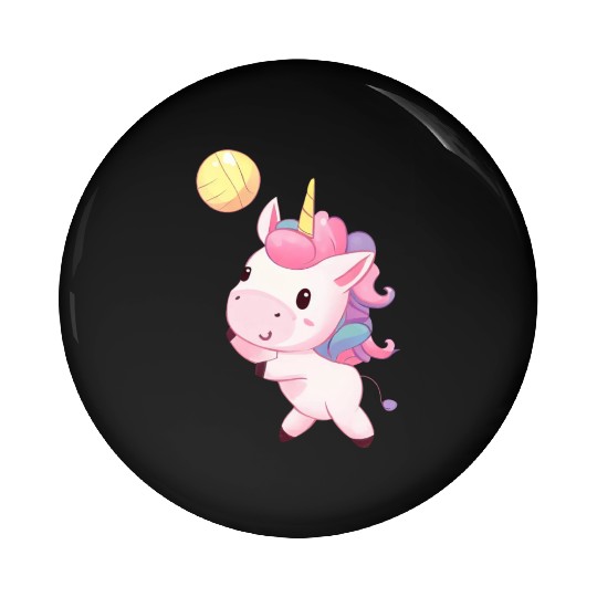 Cute Unicorn Playing Volleyball Pin Buttons