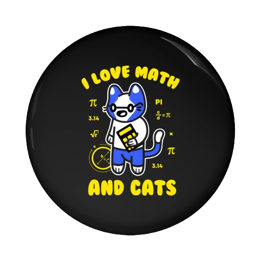 I Love Math And Cats Pi Day Teacher Cat Pin Buttons