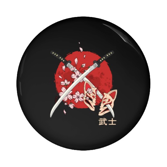 Ancient Japanese Cherry Blossom Samurai Katana Swo Pin Buttons