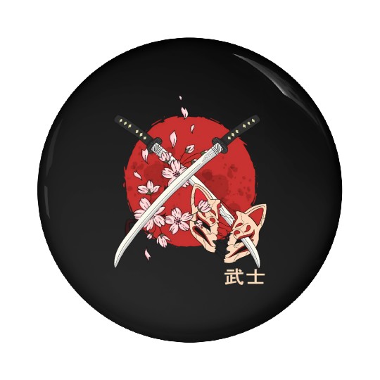 Ancient Japanese Cherry Blossom Samurai Katana Swo Pin Buttons