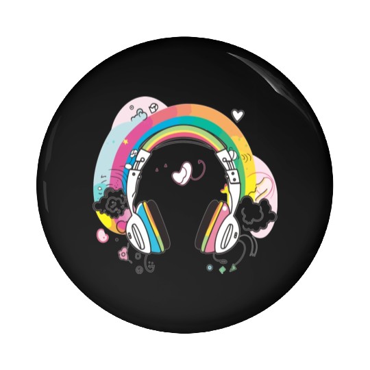 Headphones Dj Music Lover Edm Festival Pin Buttons