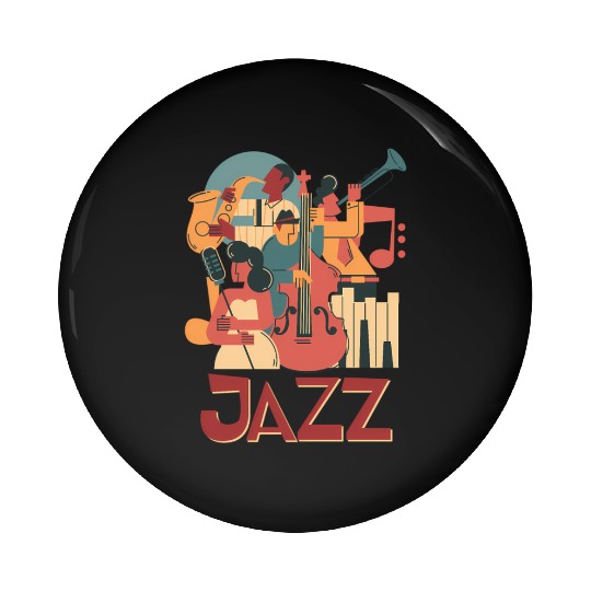 Jazz Musicians Orchestra Playing On Stage Smooth J Pin Buttons