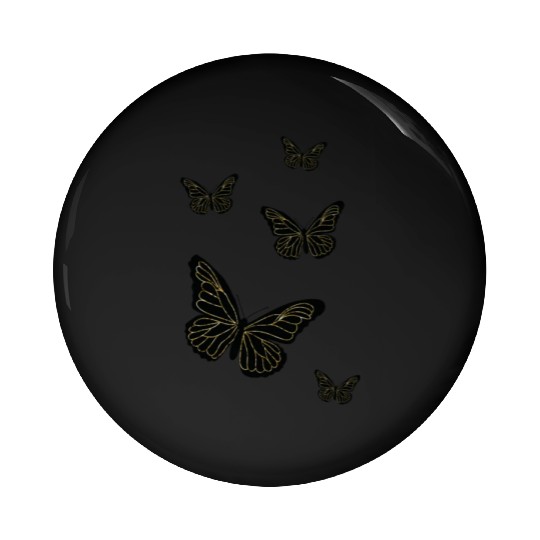 Black glittery butterflies monarch Pin Buttons