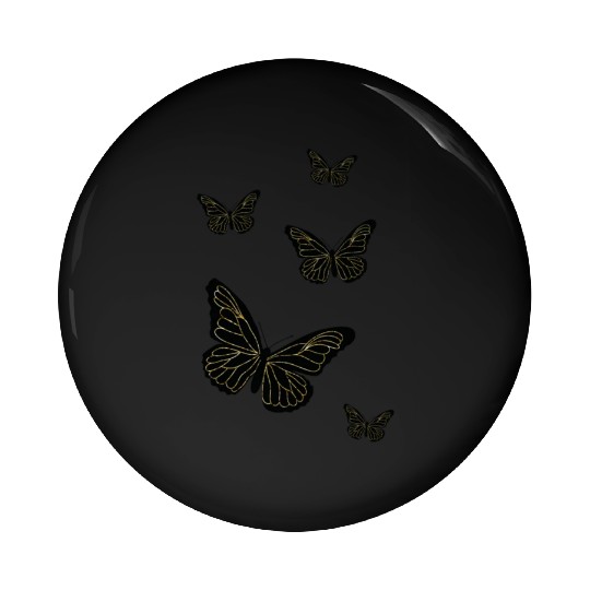 Black glittery butterflies monarch Pin Buttons