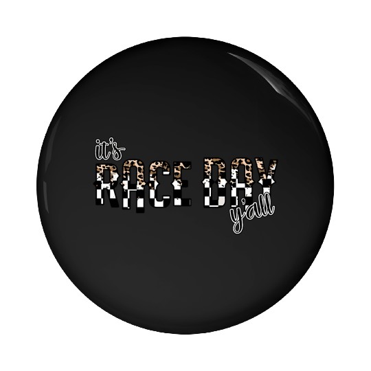 Leopard It'S Race Day Y'All Checkered Flag Racing Pin Buttons