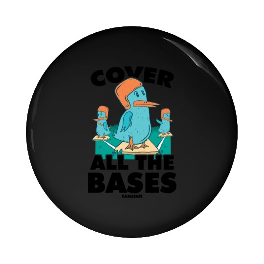 Baseball game with funny birds Pin Buttons