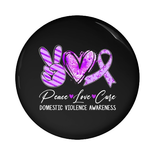 Peace Love Cure Purple Ribbon Domestic Violence Aw Pin Buttons