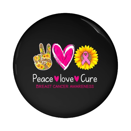Peace Love Cure-Leopart Sunflower Breast Cancer Pin Buttons