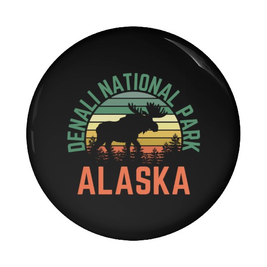 Denali National Park Alaska Moose Hiking Nature Pin Buttons