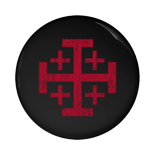 Distressed Jerusalem Cross Knights Templar Pin Buttons