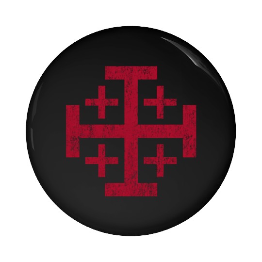 Distressed Jerusalem Cross Knights Templar Pin Buttons
