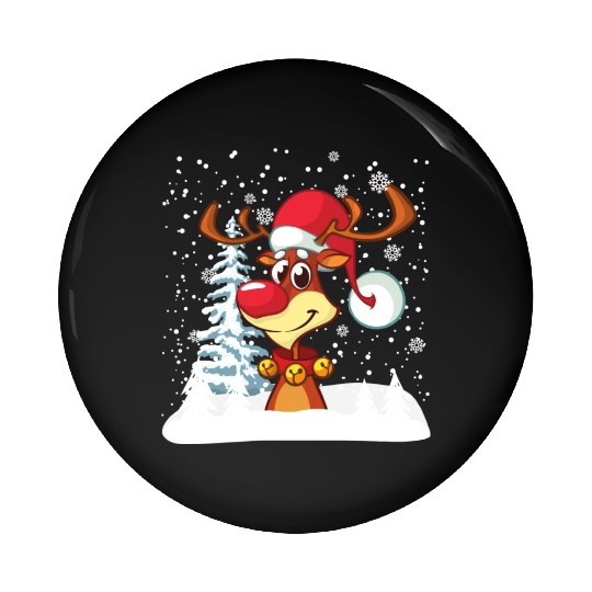 Funny Reindeer Red Nose Santa Snowflake Pin Buttons