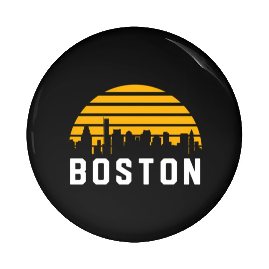 Boston Massachusetts Cityscape Yellow Pin Buttons