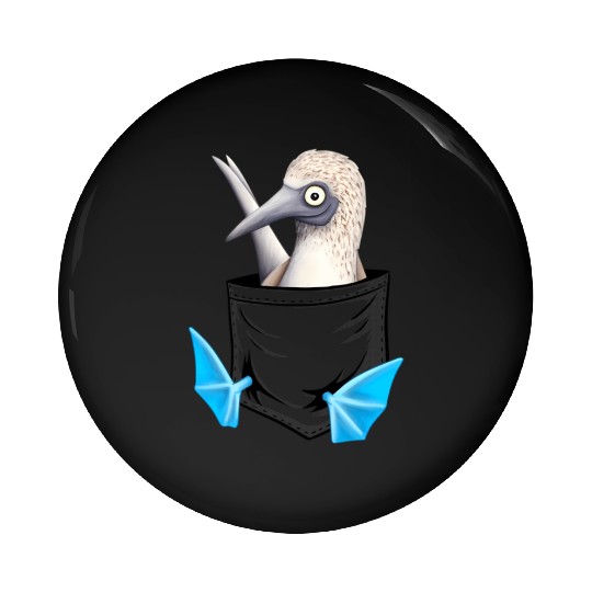 Bird Drawing Fancy Blue Foot Booby In Pocket Pin Buttons
