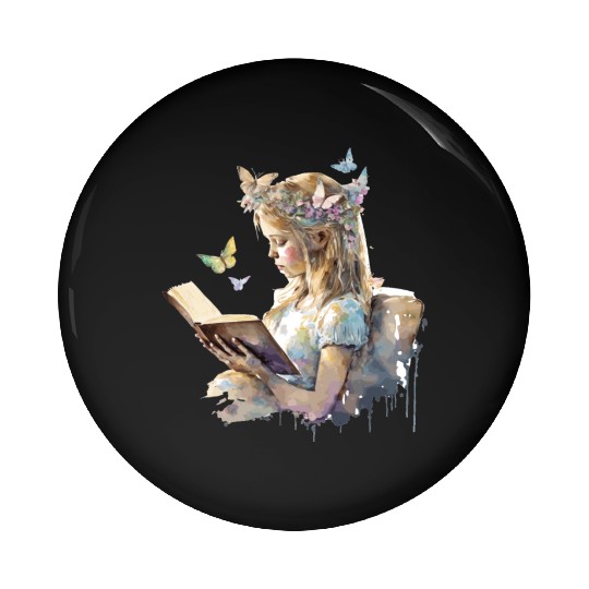 Cute Fairy Girl Librarian Cottagecore Butterfly Bo Pin Buttons