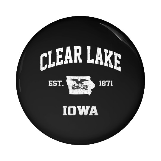 Clear Lake Iowa Ia State Athletic Style Pin Buttons