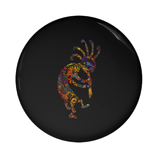 Native American Kokopelli With Ornaments Pin Buttons