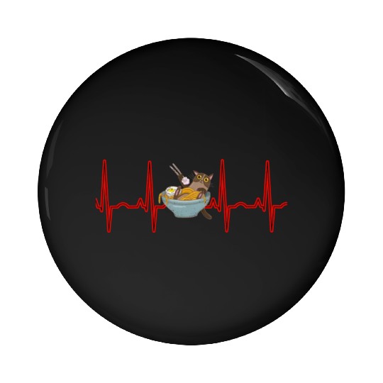 Kawaii Anime Cat Eating Ramen Noodles Otaku EKG Pin Buttons