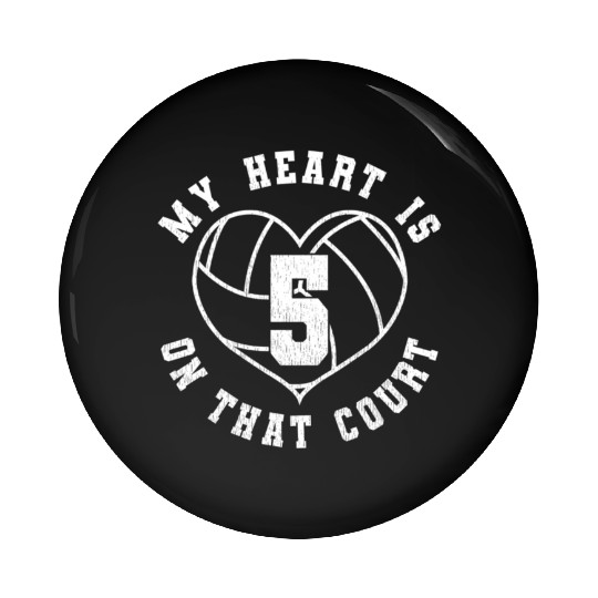 Volleyball Mom Dad Saying Player Jersey Number 5 Pin Buttons