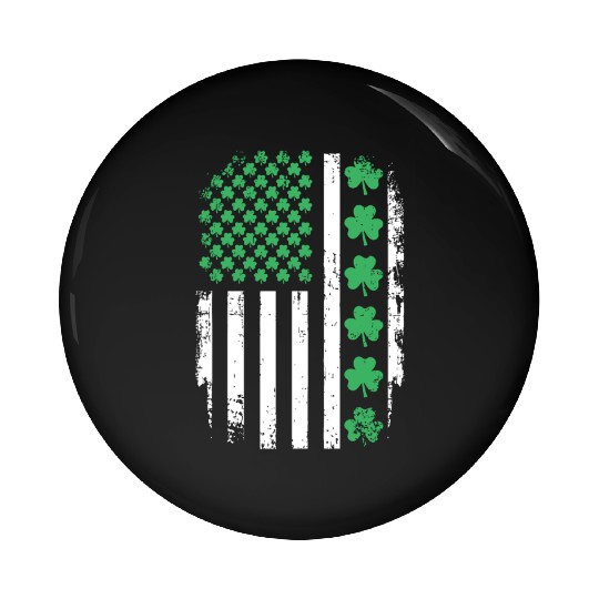 US American Flag With Shamrocks for St Patricks da Pin Buttons