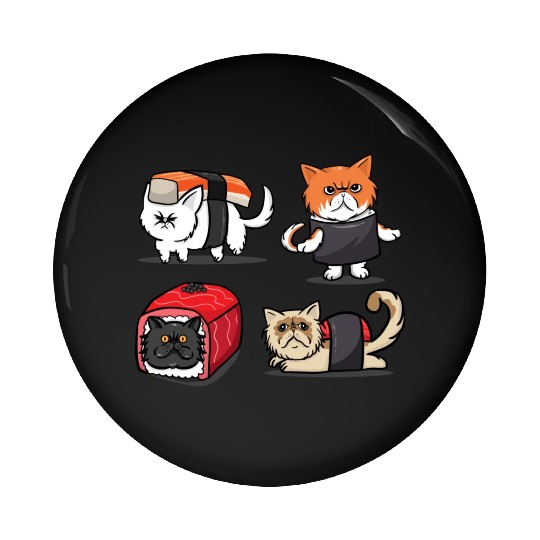 Sushi Persian Cat For Funny Cat Lover Sushi Lover Pin Buttons