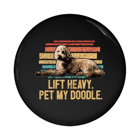 Pet My Doodle Retro Goldendoodle Dog Dad Doodle Pin Buttons